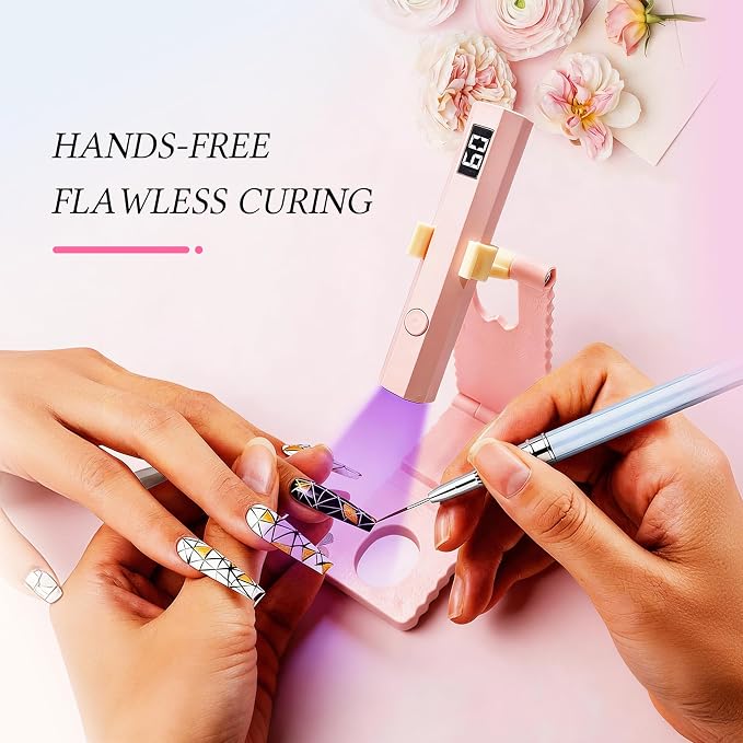 Mini UV Light for Nails,Portable LED Flash Cure Lamp for Gel X Polish, Small Handheld Magnetic Uv Pen for Single Finger, Nail Curing Lamp with Stand for Starter Salon DIY/Home Manicure/Travel
