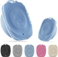 Soft Silicone Body Scrubber, Face Scrubber Silicone, Gentle Texture Exfoliating Body Scrubber for Men and Women On Sensitive Skin, Back Large Suction Cup for Easy Dry and Store (Blue)