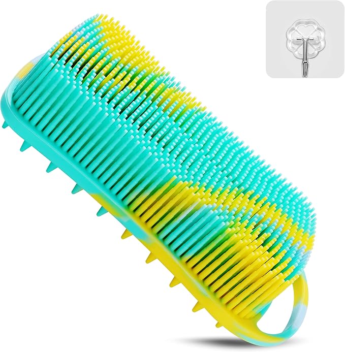 2PCS Silicone Body Scrubber, Loofah for Women, Shower Cleaner Scrub Brush | Gentle Exfoliating Shower Bath Brush, Rubber Body Wash Deep Cleaning & Exfoliator & Massage, Travel-Friendly for Bathroom
