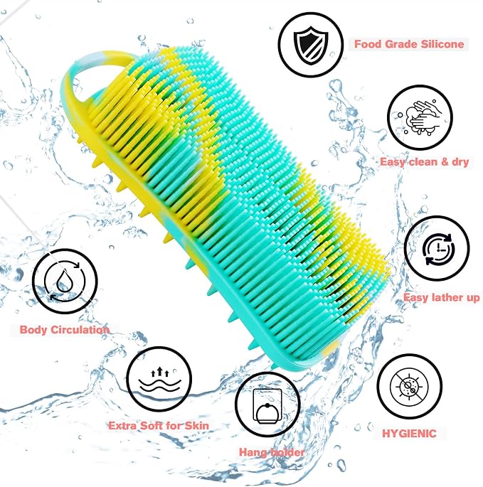 Silicone Body Scrubber, Loofah for Women, Shower Cleaner Scrub Body Brush | Gentle Exfoliating Shower Bath Brush, Rubber Body Wash Deep Cleaning & Exfoliator & Massage, Travel-Friendly for Bathroom
