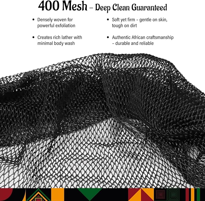Yiclick African Net Sponge Authentic with Knots 2 Pack - Exfoliating Washcloth Towel, Back Scrubber for Shower Bath, Exfoliating Body Scrubber Exfoliator, African Rags Wash Cloth Loofah Lufa Sponge