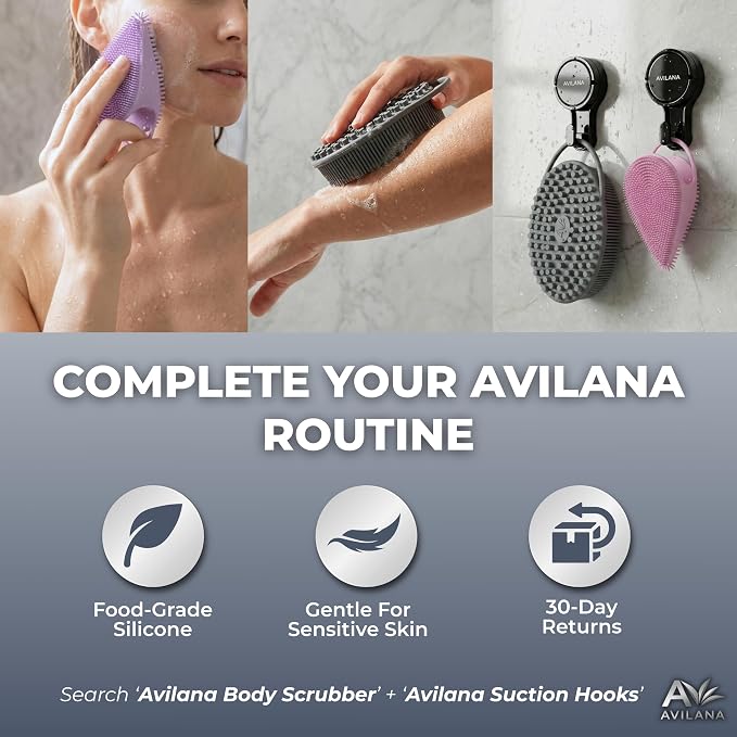 Avilana Silicone Face Scrubber — Dual Sided Facial Cleansing Brush with Nose Tip — Soft Face Exfoliator for Pore Deep Cleaning — Food Grade Face Wash Brush for All Skin Types (Dark Gray)