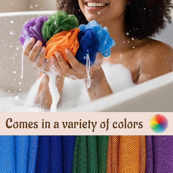 Yiclick African Net Sponge Authentic with Knots - Exfoliating Washcloth Towel, Back Scrubber for Shower Bath, Exfoliating Body Scrubber Exfoliator, African Rags Wash Cloth Loofah Lufa Sponge