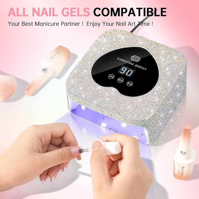 UV Light for Gel Nails, 48W Plug-in Mini UV Nail Lamp | Portable Nail Lamp Diamond Nail Dryer with Touch Control Auto Sensor and 3 Timer Settings Nail Light Curing Lamp, Home