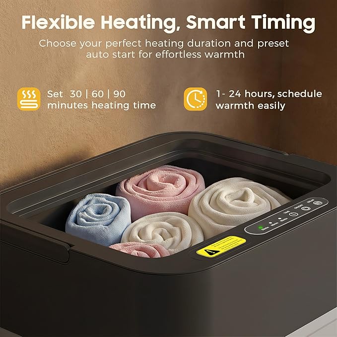 Foldable Towel Warmer,30L Hot Towel Warmers for Bathroom and SPA with 24H Timer,Large Auto Shut Off Towel Heater Bucket Fits Up to Oversized Towels,Bathrobes,Blankets,Fast Heating Towel Dryer for Home