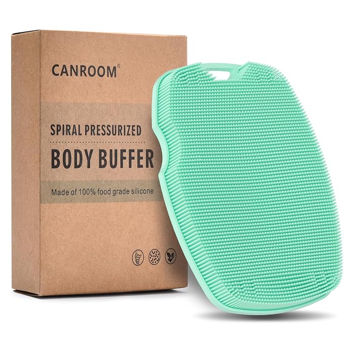 Canroom Silicone Bdoy Scrubber -Anti Zinc Infused-Exfoliating Shower Brush | Highly Elastic Bristles Exfoliator Silicone Shower Scrubber for Body,Cellulite Reduction,Blood Circulation-Green