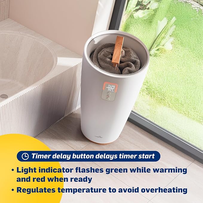 Live Fine Towel Warmer | Bucket Style Luxury Heater with LED Display, Adjustable Timer, Auto Shut-Off | Fits 40” x 70” Oversized Towel