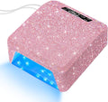 UV LED Nail Lamp, Plug-in Nail Dryer UV Light for Gel Nails Salon & Home | 39 Beads | 96W | Auto Sensor | Detachable Base | 4 Timers | Rhinestone | Pink Sparkly