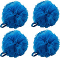 Mesh Pouf Bath Sponge (4 Pack) (Blue)