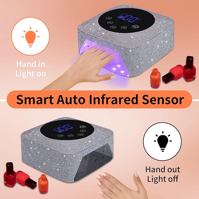 Cordless UV LED Nail Lamp,72W Rechargeable UV Light for Gel Nails with 5 Timer Setting Quick Dry Curing Lamp with Display Auto Sensor for Salon & Home(AB Diamond)