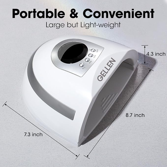 Gellen UV Lamp for Finger Toe Nails, Nail Light Curing for Gel Nail Polish | 268W, 4 Timers, 66 LED Beads, All-Round Coverage, Professional Fast Drying Nail Dryer for Gel Polish, White