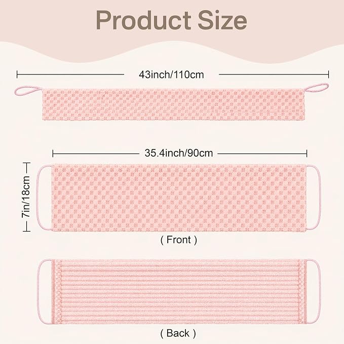 Yiclick Dual-Textured Exfoliating Washcloth Towel - Back Scrubber for Use in Shower Bath, Exfoliating Body Scrubber Exfoliator, Japanese Exfoliate Loofah Lufa Sponge Wash Cloth for Women Men