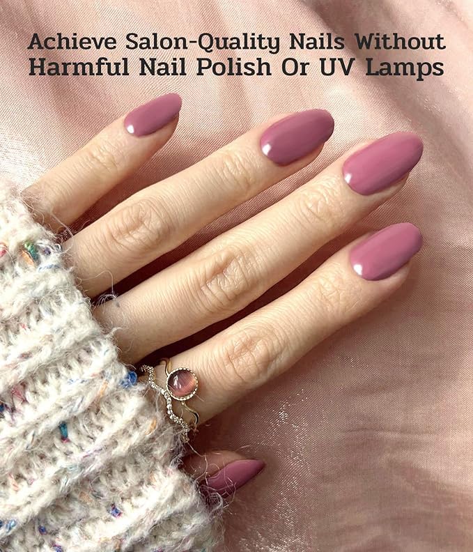 Nail Polish Strips - No UV Lamp Needed (Drama Queen Pink) | 22 Pcs Salon Quality Gel Nail Stickers - Long Lasting Wraps Easy Application and Removal