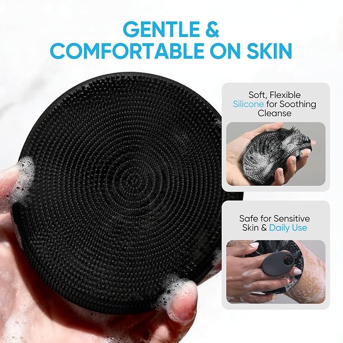ProBliva Silicone Body Scrubber for Shower - Gentle Exfoliating & Lather Boosting Soft Silicone Cleansing Brush, Deep Clean for Sweat- and Moisture-Prone Areas with Body Wash, for Men & Women