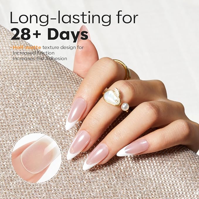 Modelones Medium Stiletto Nail Tips 510pcs Pre-etched Soft Clear Press Ons | Half Matte Full Cover Clear Acrylic Gel Kit False Press on Nails for Extension DIY Salon 15Sizes