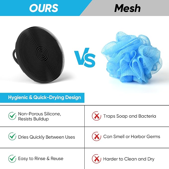 ProBliva Silicone Body Scrubber for Shower - Gentle Exfoliating & Lather Boosting Soft Silicone Cleansing Brush, Deep Clean for Sweat- and Moisture-Prone Areas with Body Wash, for Men & Women