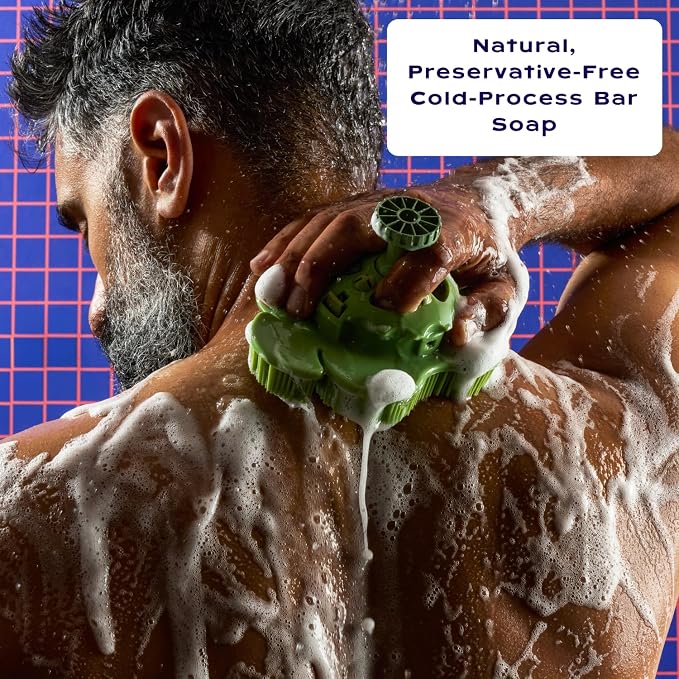 Smoosh® Body Scrubber, Blue & 2-Count Bar Soap, Citrus Ocean - Silicone Body Scrubber with Embedded Bar Soap for Shower Exfoliation and Cleansing