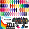 VANREESA 24 Pcs Gel Nail Polish Set - 20 Trendy Colors Gel Nail Polish | 1 Base Coat & 3pcs Glossy/Matte/Gloden Top Coats, Red Orange Yellow Green Blue Pink Gel Polish, Gel Nail Kit Gifts for Women