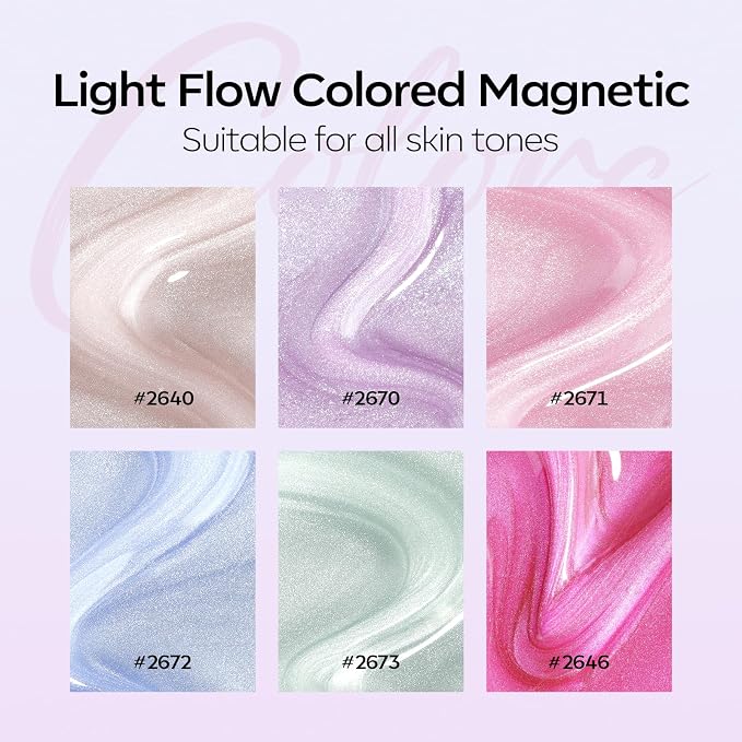 modelones Cat Eye Gel Nail Polish Set Glitter 6Colors Pink Blue Green