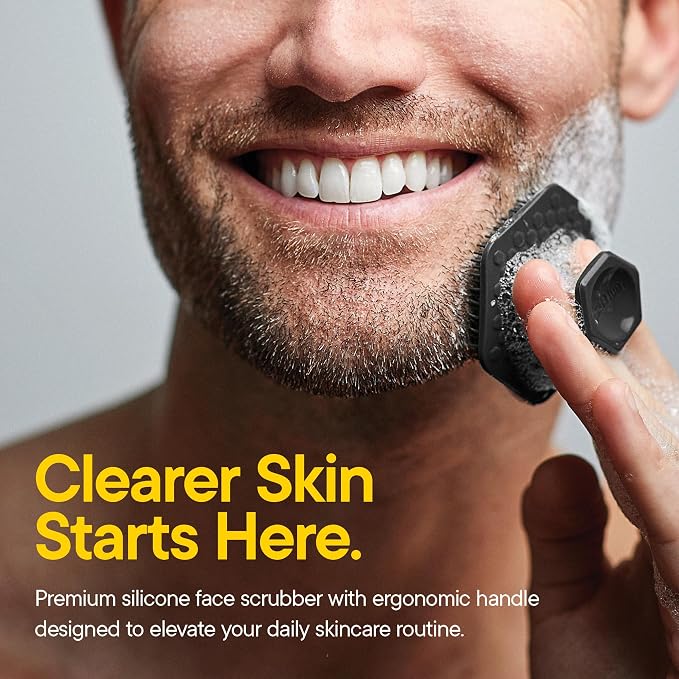 TOOLETRIES Silicone Face Scrubber, Facial Cleansing Brush - Charcoal | Gentle facial exfoliator for deep pore cleansing, dead skin removal and a soft, refreshing massage.