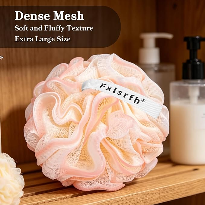 Bath Loofah Sponge 70 Grams Large Size, Black Soft Mesh Long-Lasting Shower Loofah for Rich Lather, 5 Pack Shower Sponge Exfoliating Cleaning Bath Loofa Body Scrubber Balls for Men & Women