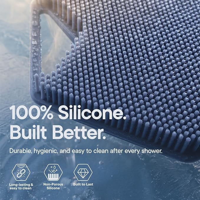 TOOLETRIES Silicone Body Scrubber 2.0, Loofah Alternative - Glacier | Gentle exfoliating shower scrubber that's quick drying, hygienic and longer lasting than traditional loofahs.