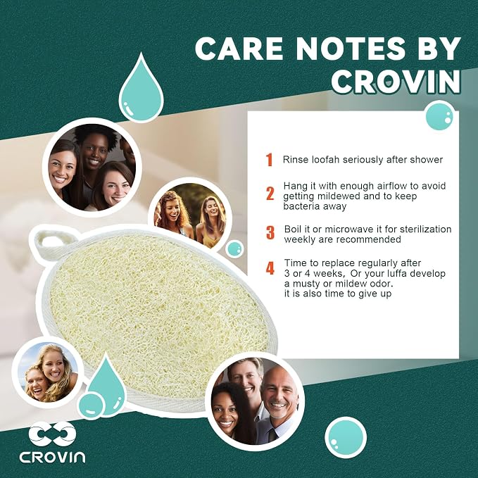 Natural Exfoliating Loofah Body Scrubber for Women and Men, Made with Premium Luffa Natural Shower Loofah Sponge which Cleanse You Comfortable, Relax for Bathing-4 Count（Pack of 1）