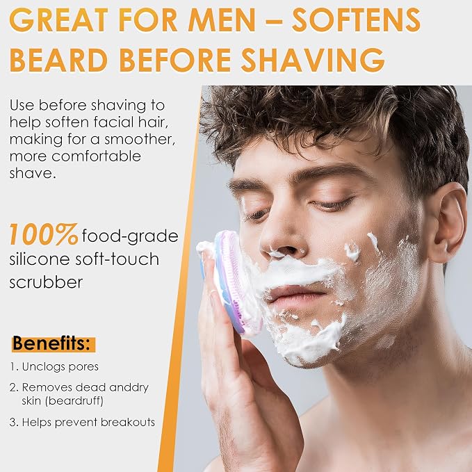 INNERNEED Magnetic Silicone Facial Cleansing Brush Face Scrubber, Purple | Food-grade Silicone Face Scrub Brush Gentle Exfoliating, Hygienic, Durable for All Skin Types