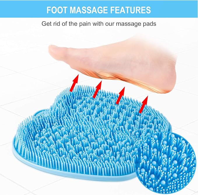 BESKAR XL Larger Shower Foot Scrubber Mat with Non-Slip Suction Cups | Cleans, Smooths, Exfoliates, Massages Your Feet Without Bending, Improve Foot Circulation, Soothes Tired Feet