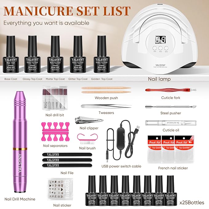Gel Nail Polish Kit,With UV LED Nail Dryer,Electric nail drill kit,Nail Tools DIY Home