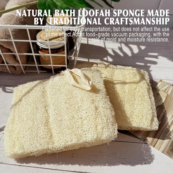 Natural Egyptian Loofah Sponge Exfoliating Body Scrubber,Biodegradable and Suitable for Both Men and Women, This lufa Sponge is Ideal for Body and face Scrubber,Soft and Easy Foaming (3 Pack)