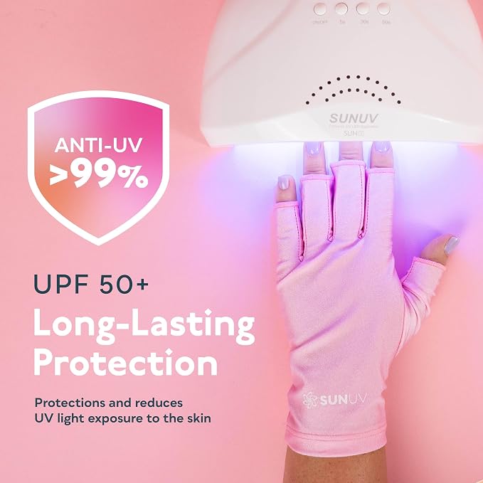 SUNUV SUN2C UV Light for Nails, UV Light Gloves Pink Compatible with All Gel Types