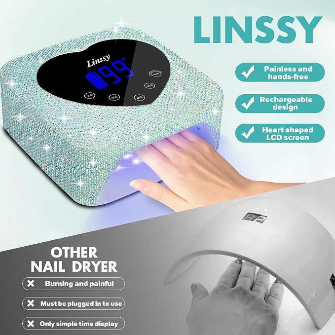 72W Cordless UV LED Nail Lamp for Gel Nails,Nail Dryer with 5 Timers | Large Heart Shape Smart LCD Screen with Touch Control UV Light for Gel Polish, Professional LED Nail Lamp at Salo,Home