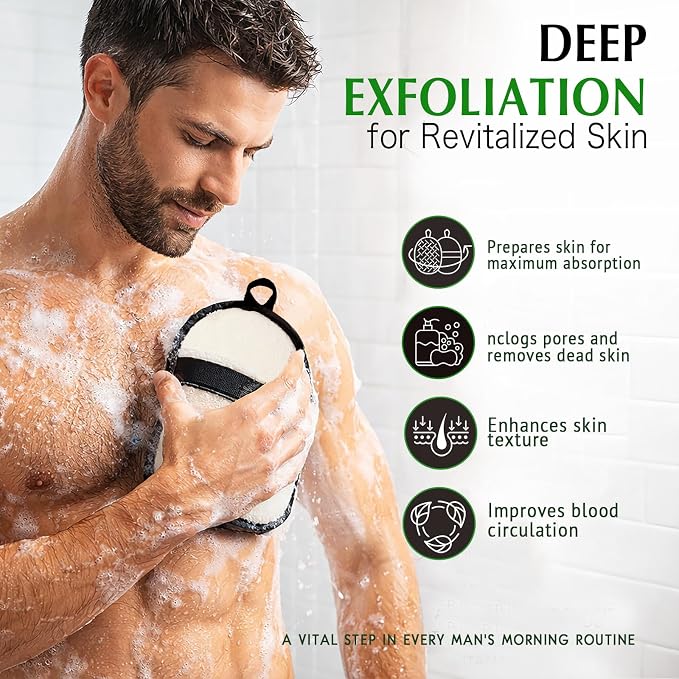 YIQINGJIE Upgraded Large Natural Exfoliating Loofah Body Scrubber (2 Pack), Egyptian Loofah for Men, Suitable for Full-Body Bath and Face Scrubber, Black