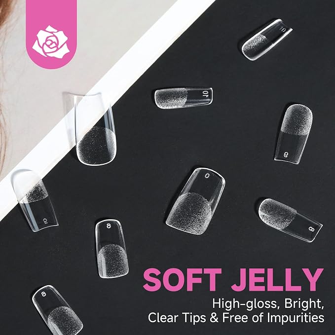UNA GELLA Medium Square Nail Tips Fake Gel Nails 120pcs Pre-buff Matte | Square Full Cover False Nail Tips Clear Acrylic Nails No C Curve Tips for Press on Nail Extensions Home DIY Salon 12 Sizes