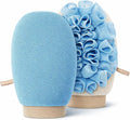 2-in-1 Exfoliating Glove for Self Tan Removal & Daily Shower | Dual-Sided Korean Body Scrubber Mitt with Loofah Sponge, Dead Skin Remover for KP, Ingrown Hair & Smooth Skin