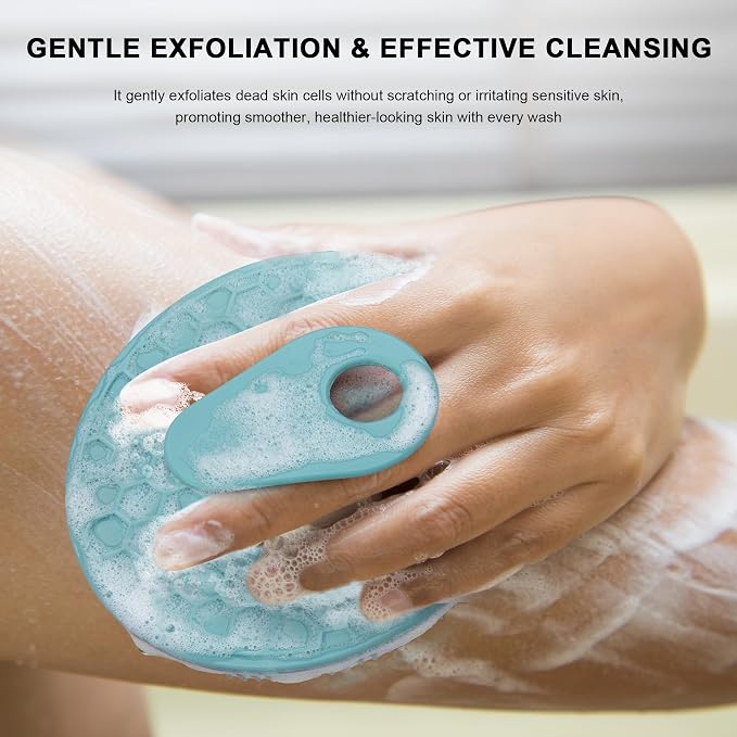 INNERNEED Silicone Body Scrubber Gentle Exfoliating Brush, Black+Blue+Green | INNERNEED Food grade Deep Cleansing Shower Scrub Set for All skin types, More Hygienic and Well Lather