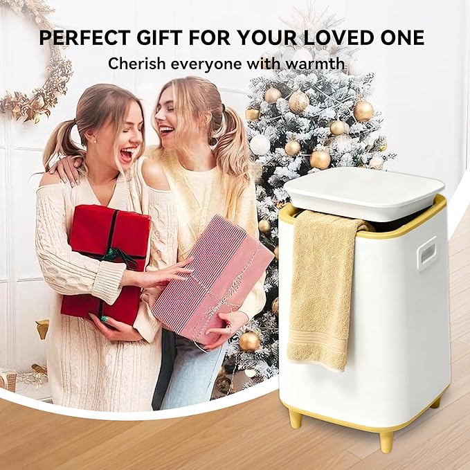 Large Towel Warmer for Bathroom, Unlimited Heating Heated Towel Warmers Bucket, Bath Blanket Warmers for SPA, Auto Shut Off, Fits Up to Two 40"X70" Oversized Towels, Bathrobes, Ideal Gifts, Yellow