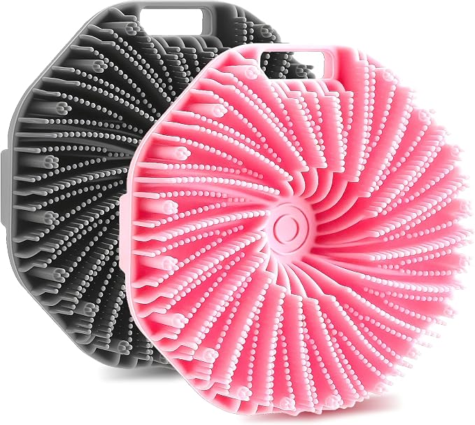 2Pcs Silicone Body Scrubber,Food-Grade Scrubbies for Body Gentle Exfoliation Anti Slip Grip,Silicone Loofah Silicones Shower Scrubber Silicones Body Brush,Shower Brush Suitable for All Skin Types
