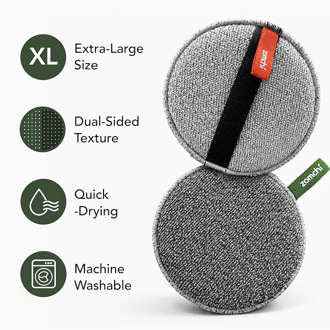 ZOMCHI Extra Large Exfoliating Body Scrubber, Dual-Texture Shower Sponge for Smoother Skin, Gentle & Rough Body Exfoliator Sponge, Bigger Dead Skin Exfoliator for Men (2 Pack)