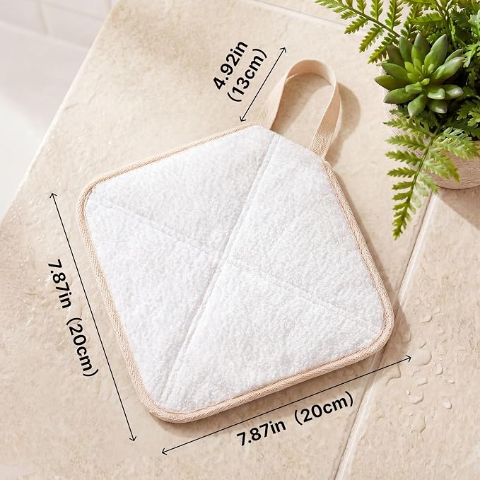 ZOMCHI Exfoliating Washcloth for Face and Body, Dual Function Wash Cloth with Soft and Rough Sides, Exfoliating Scrub Bath Towels, Washcloth with Loop (White, 3 Pack)