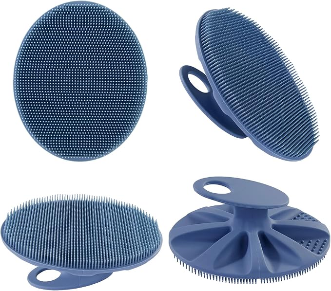 INNERNEED Silicone Body Cleansing Brush Exfoliating Scrubber, Pack of 4 | Gentle Massage, Deep Clean, Hygienic Shower Scrub Brush Soft Bristles for All Skin Types, Easy to Hold