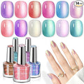 SAVILAND Pearl Nail Polish Set: Shimmer Glitter Aurora Quick Air Dry Nail Polish White Pink Purple Mermaid 12 Colors with Base and Nail Top Coat Manicure Salon DIY At Home Gift
