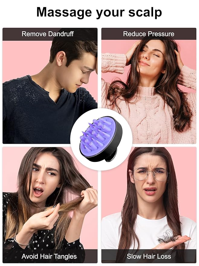 HEETA 2-Pack Hair Scalp Massager Shampoo Brush with Hair Scalp Massager Brush, Updated Hair Shampoo Brush, Wet & Dry Scalp Exfoliator with Soft Silicone Bristles