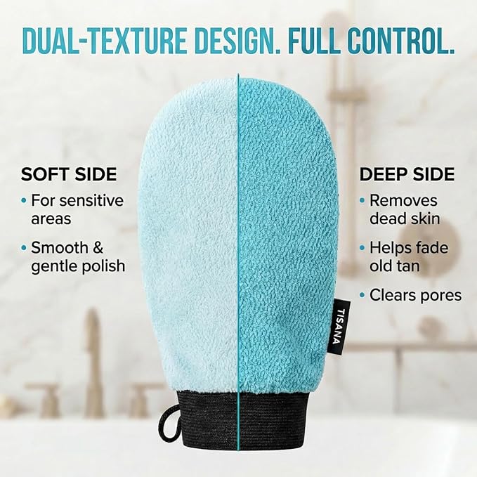Exfoliating Glove for Shower – Dual-Sided Scrubber Mitt – Deep Exfoliation Washcloth Mittens – Dead Skin & Tan Remover for Body – Body & Face Exfoliator Loofah Wash Cloths for Showering (5-Pack)