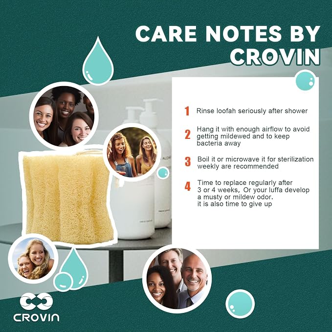 Natural Shower Loofah Sponge Body Scrubber Pad that Leaves Your Body a Clean Scrubbed Feeling, Sweeping Dead Skin Cells Effectively as A Skin Exfoliator - 3 Count (1 Pack)