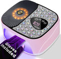 LIMEGIRL UV LED Nail Lamp Kit for Gel Polish Professional Fast Curing Pink Dryer Light Set with 4 Timer Settings Cordless Rechargeable Nail Art Cure Machine with UV Gloves for Manicure Pedicure