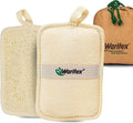 Waritex Organic Egyptian Loofah Rectangular Exfoliating Body Scrub [2 Pack] | Natural Loofah Fiber Bath Pads with Hand Strap for Gentle Skin Exfoliation, Deep Clean Scrubber, Shower Use for Men and Women
