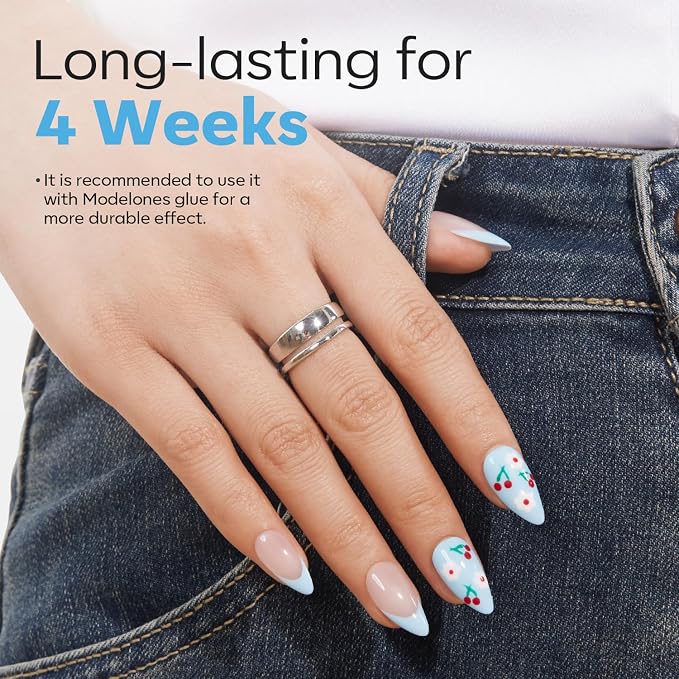 Modelones Short Almond Nail Tips 510pcs Half Cover Pre-etched Soft Press On | Clear Acrylic Gel Kit False Extra Short Press on Nails Extension DIY Salon 15Sizes