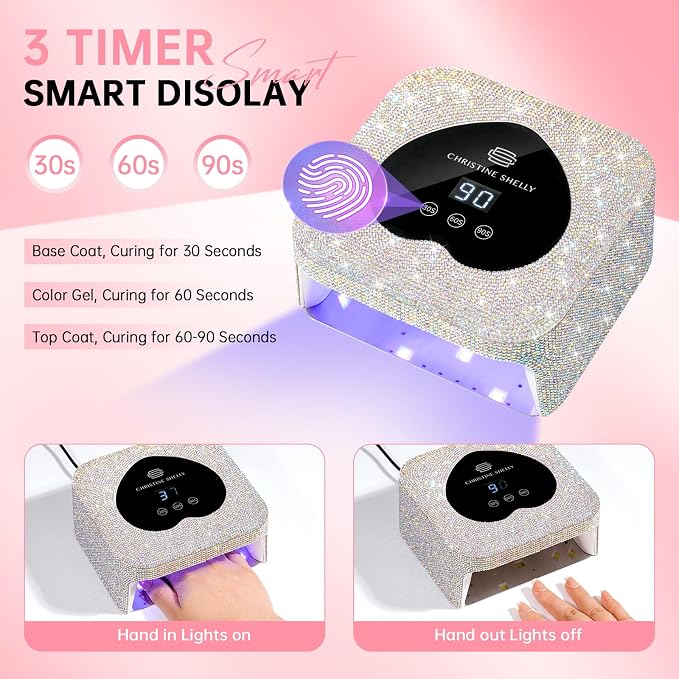 UV Light for Gel Nails, 48W Plug-in Mini UV Nail Lamp | Portable Nail Lamp Diamond Nail Dryer with Touch Control Auto Sensor and 3 Timer Settings Nail Light Curing Lamp, Home